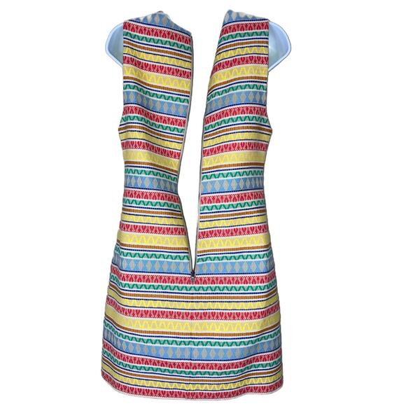 Alice + Olivia Coley Crew Neck Shift Dress Jacquard Stripe Pattern Sleeveless 6 - Picture 3 of 16